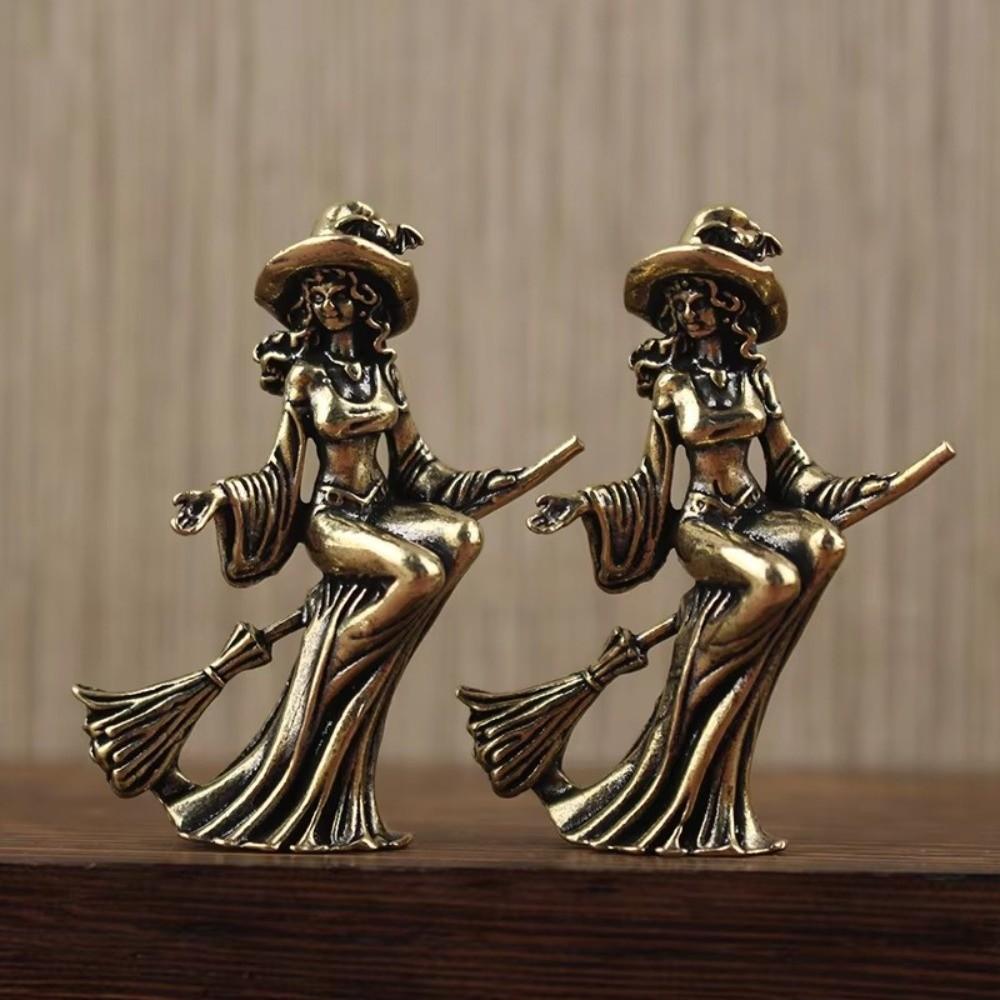 Halloween Magician Statue Vintage Magic Witch Figurine Table Decor Wizard Figurine Table