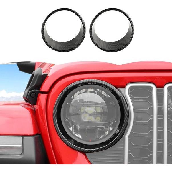 Front Bumper Headlight Cover Frame Accessories For 2024+ Jeep Wrangler JL Carbon