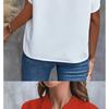 Damen 2025 Sommer Casual Einfarbig V-Ausschnitt Locker Bluse Tops für Damen
