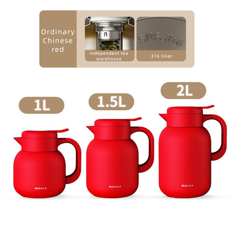 316 Stainless Steel Insulated Water Bottle with Tea Separator, Large Capacity 1L