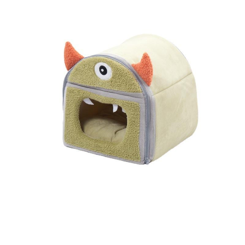 Warm Little Monster Pet Sofa In Winter Funny Mongolian Yurt Cat Nest Comfortable Semi-closed Slipper Nest