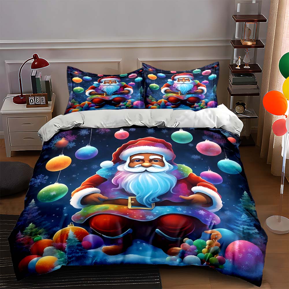 

Festive Santa design. Bedding Duvet cover sets Duvet covers Pillowcases gifts (1 * Duvet Cover 2 * Pillowcases, without duvet insert) 135x200cm