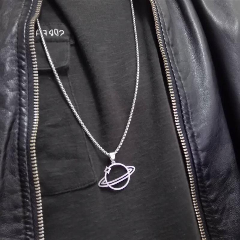 Stylish Planet Pendant Necklace for Women - Hip-Hop Inspired Design, Versatile for Sweaters, Featuring a Hollow Wrap-around Charm.