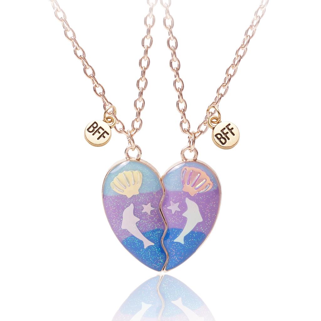 3 Pcs/set Best Friends Pendant Necklace For Woman Magnetic Adjustable Rainbow Daisy Lover Broken Heart Chain BFF Jewelry Gifts