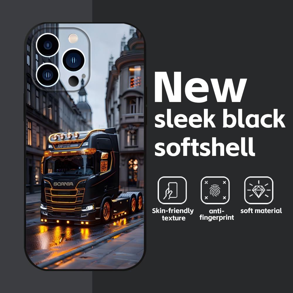 S-Scania TruxES Phone Case For iPhone 16 16e 15 14 13 12 11 Plus Mini Pro Max Soft Black Shockproof Cover