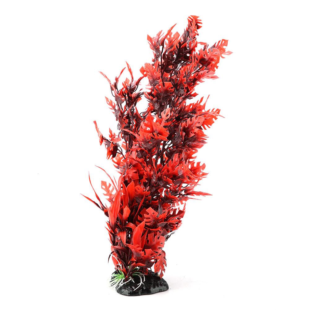 Plastic Vivid Artificial Water Plant Ornament for Aquarium Underwater Fish Tank Garden Red
