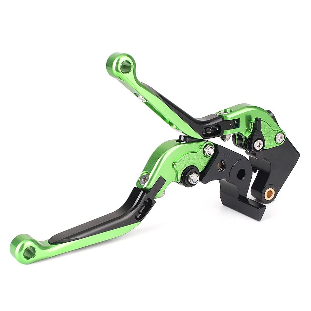 AL-mart Collapsible Telescopic 6 Stage Adjustable Brake Clutch Lever Set Kawasaki Versis X 300 / 250 2017-2019 (Green)
