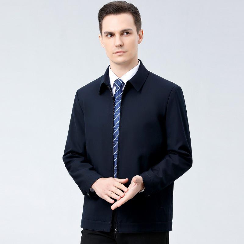 2024 Spring & Fall Men's Wool Lapel Jacket - Casual Business Coat for Middle-aged & Elderly