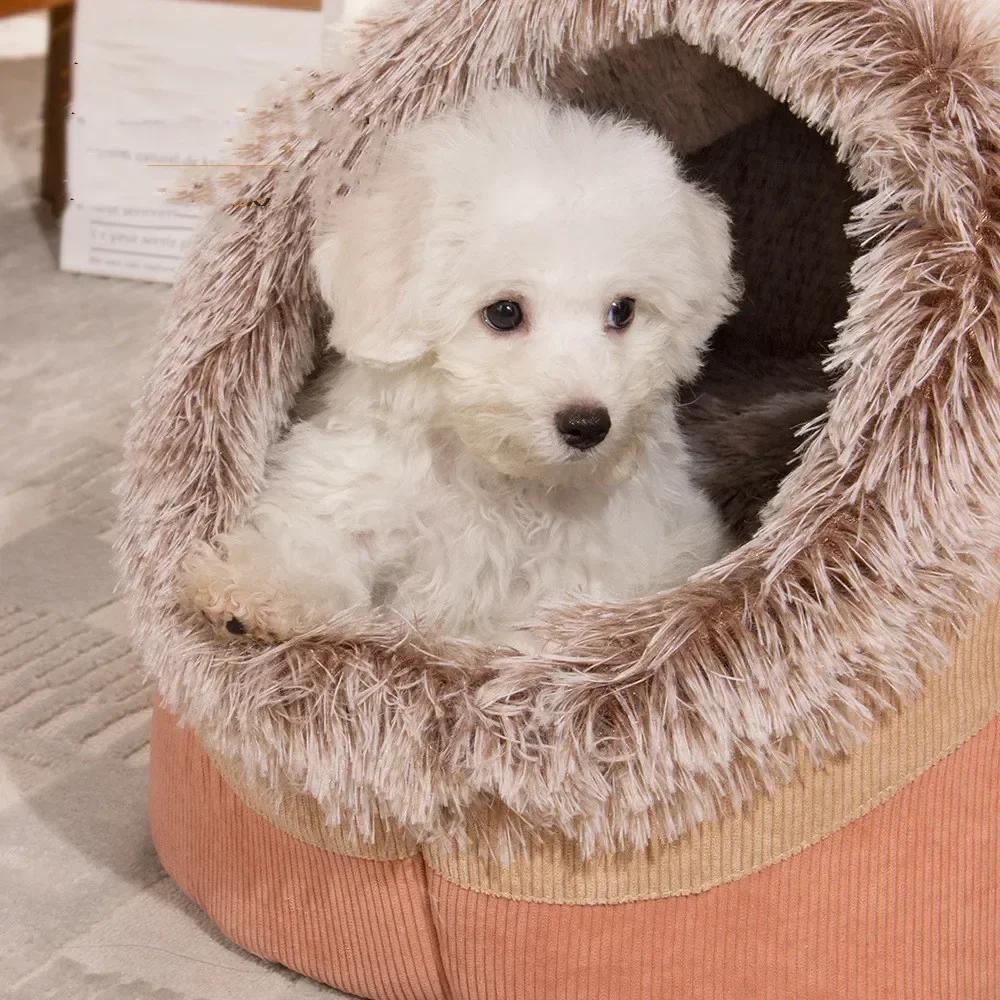 Neu Tiefer Schlafkomfort im Winter Katzenbett Kleine Matte Korb Kleine Hundehütte Produkte Haustierzelt Gemütliches Höhlennest Innen-/Haustierbett
