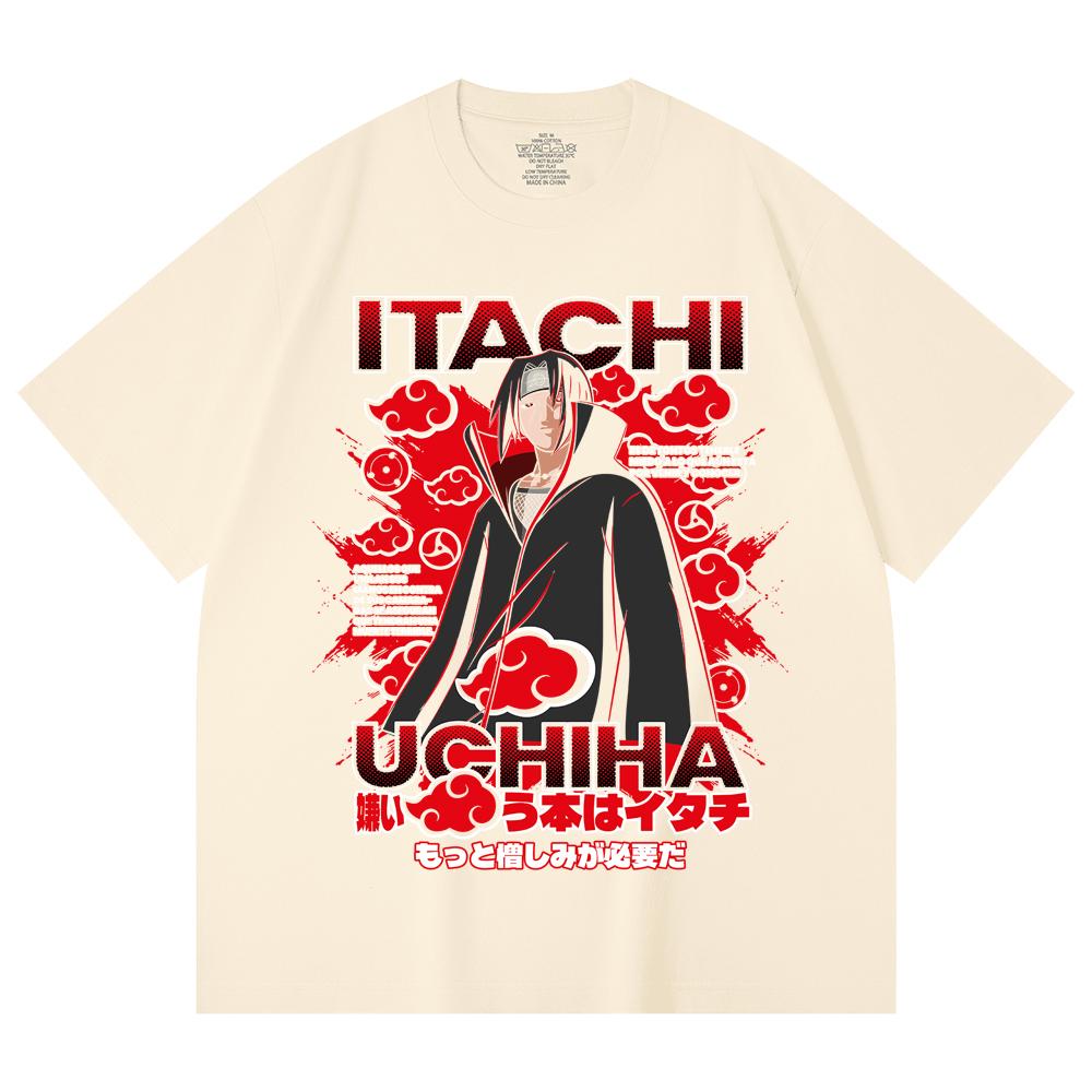 230 Gsm 100% Cotton Naruto V22 Itachi Print Unisex Heavy Cotton T Shirt XS абрикосовый