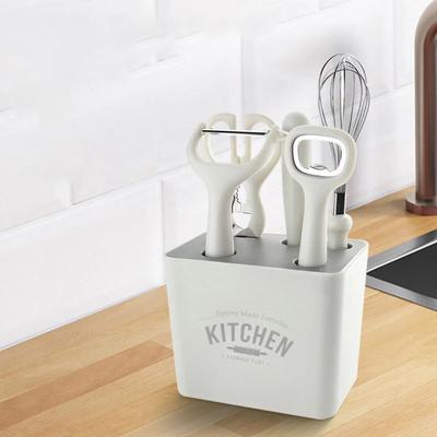 Gadget-Set Edelstahl-Utensilien Schälmesser, Obstmesser, Schere, Schneebesen und Sieb Tragbare Aufbewahrungsbasis 6 Stück/Set Küche