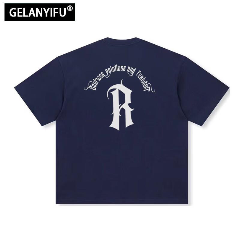 GELANYIFU 260g Heavyweight Pure Cotton Short Sleeve T-Shirt S