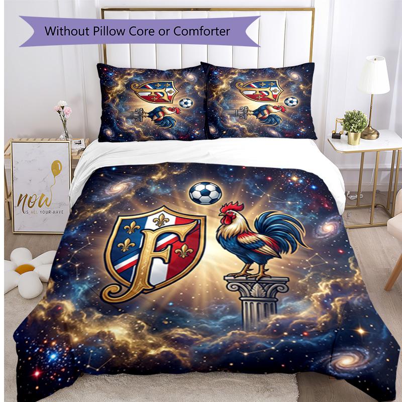 France Football Printed Bedding 3 Piece Set Cozy Breathable Bed Cover Set As Housewarming Holiday Gift