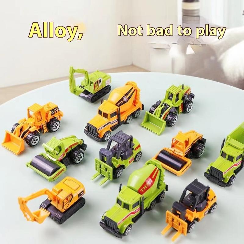 6Pcs/Set Educational Toys Alloy Plastic Engineering Truck Car Construction Model Vehicle Loader Tractor Excavator For Kid Gifts