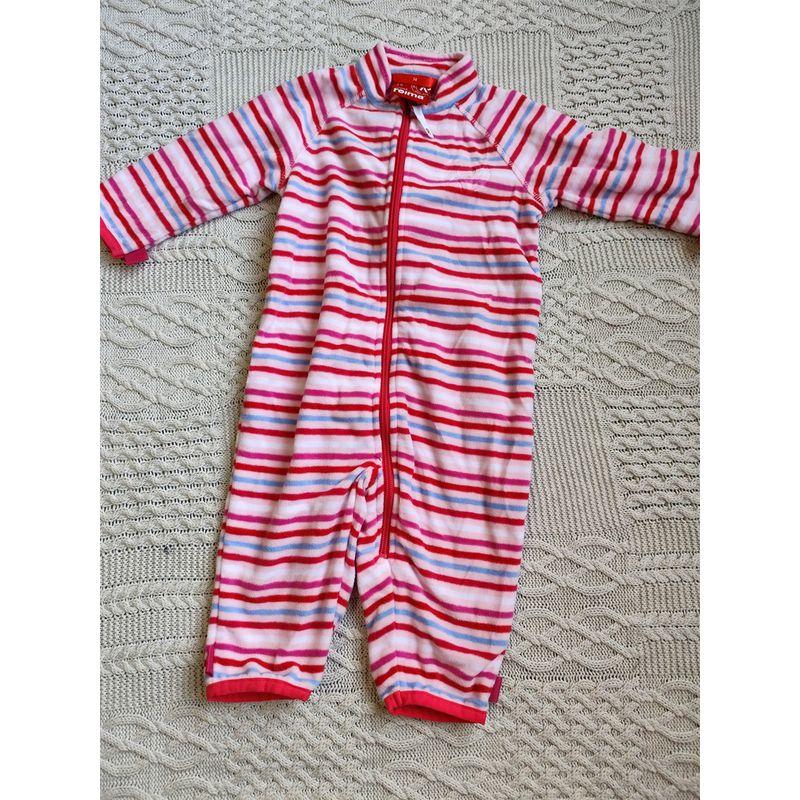 

R Brand Baby and Toddler Striped Thin Fleece Romper Jumpsuit Red Pinstripes 4cm