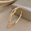 Luxury Gold Plated Inlaid Zircon Irregular Bracelet for Women Elegant Horseshoe Buckle Infinite Symbol Open Bangle Jewelry Gift