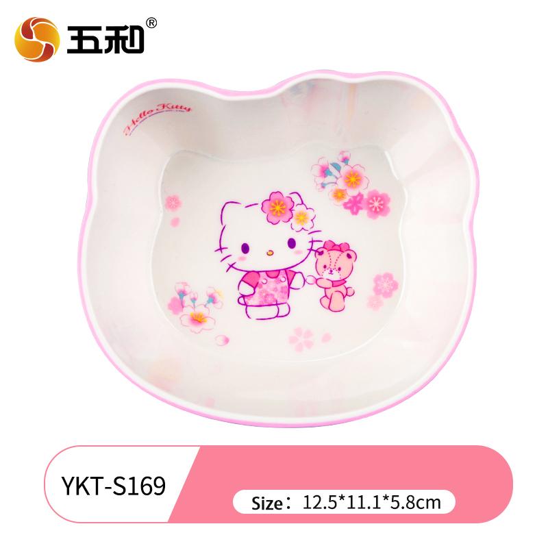 For Hello KittyTableware Cute Cherry Blossom Children Cartoon Tableware Rice Salad Bowl Water Cup Spoon Anti-scalding Plate