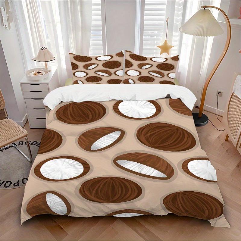 

3pcs Coconut Pattern print bedding quilt cover, soft and comfortable quilt cover suitable for bedroom and guest room172 135x200cm