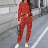 Sets For Women 2 Piece Round Neck Long Sleeve Shirts Printed Sweatpants Pocket Sets