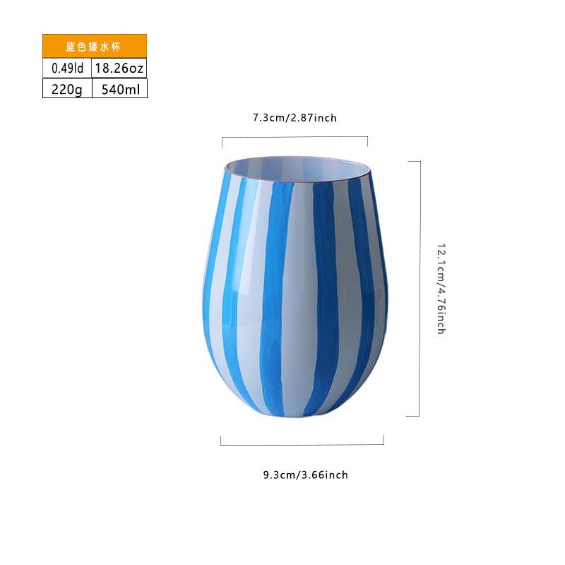 

Hand Painted Colorful Striped Cocktail Goblet Water Cup Creative Red Wine Glass Set Party Wedding Barware 185-625ml