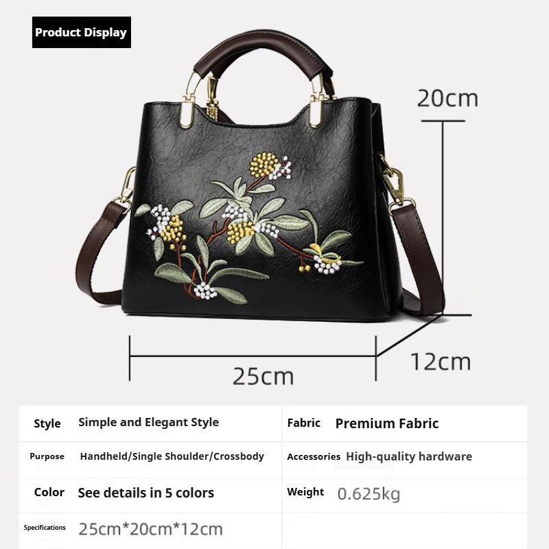 Bags Women's Fashion Handbags Large Capacity Embroidered Middle-aged Bags Ladies Crossbody Shoulder Bags