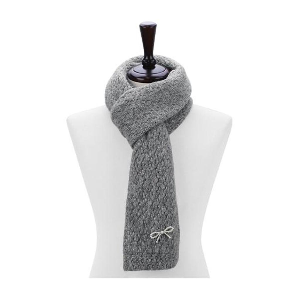 Elkate Women s Neck Warmer Knitted Muffler Winter Pearl Ribbon Scarf LNM247