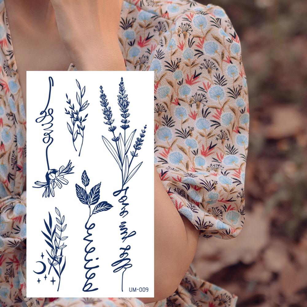 1 Sheets Semi Permanent Realistic Waterproof and Removeable Herb Tattoo Women's Back Tattoos Long Lasting