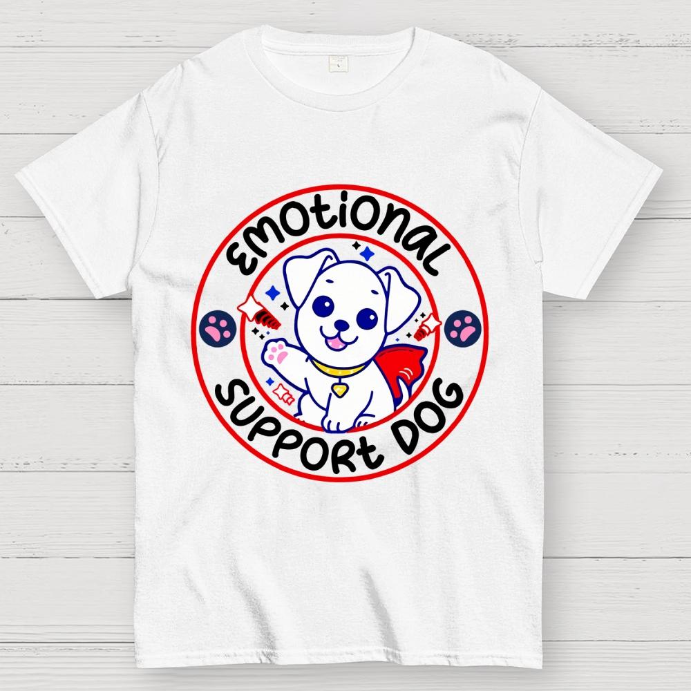 Emotional Support Dog Unisex 100% Cotton Summer Casual Cool Loose T-Shirt