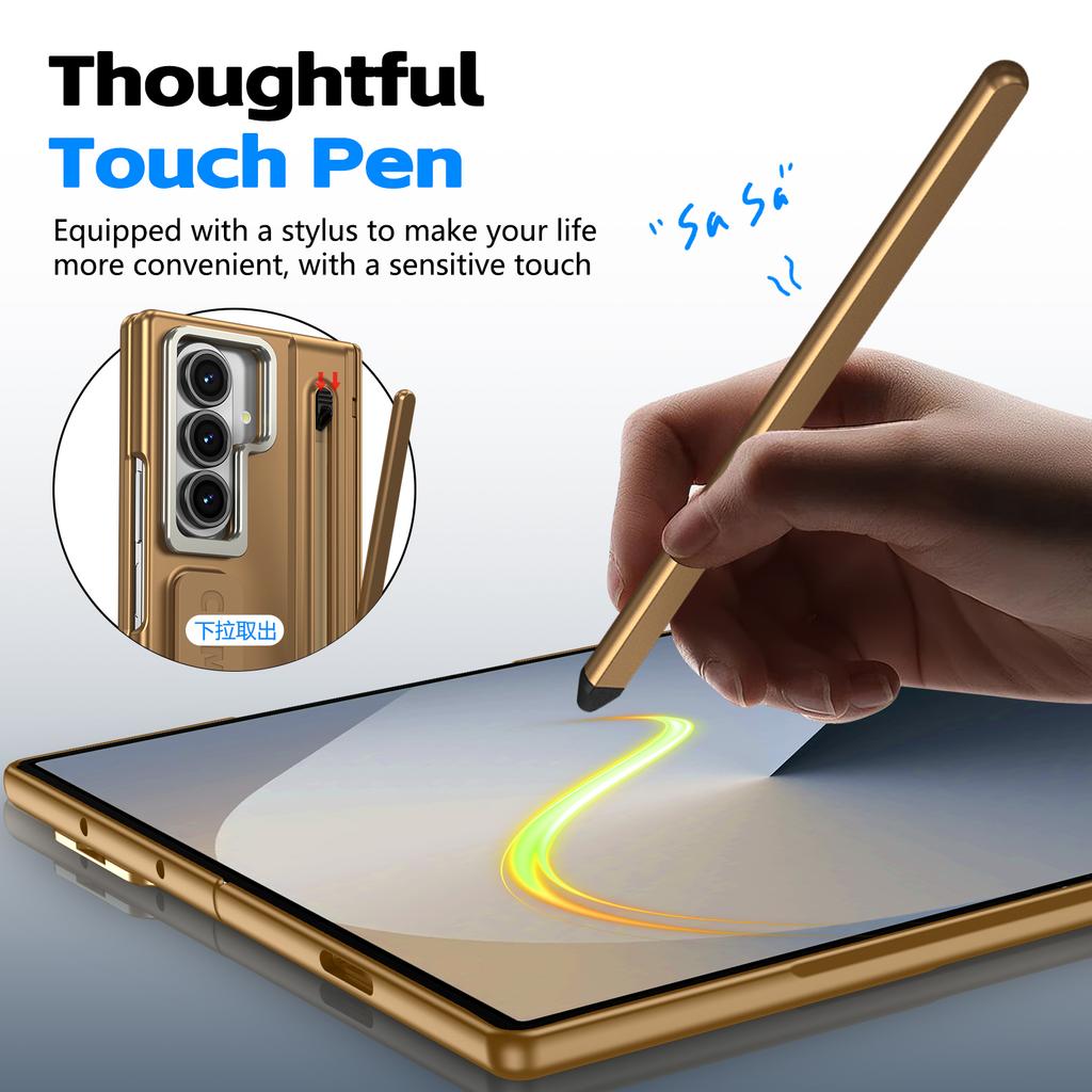 Magnetische Scharnierabdeckung Handyhülle für Samsung Galaxy Z Fold 7 6 5 4 3 Fold7 Displayschutzglas mit S Pen Halter Abdeckung