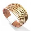 Mixed Color Multilayer Women Bracelet Handmade Leather Bracelet for Women Magnet Buckle Wide Bracelet Fashiion Jewelry