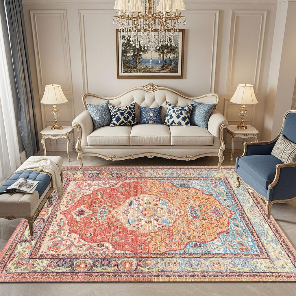 Bohemian Rug - Stain-Resistant & Non-Slip Living Room Sofa & Recliner Mat Bedside Rug for Bedroom Home Decor