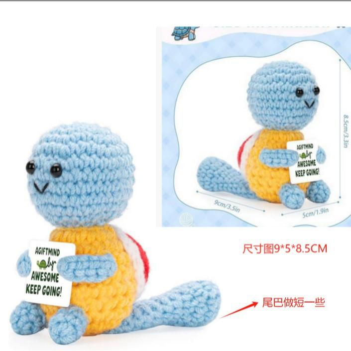 Funny Crochet Positive Inspirational Emotional Support Cat Doll Home Room Decoration Handmade Knitted Cat Desktop Ornament Gift