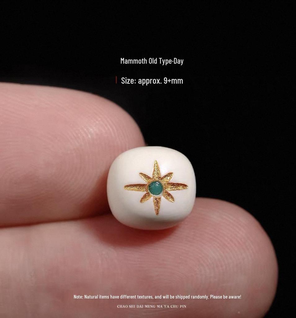 Mammoth Ivory Sun Moon Stars Barrel Beads Bracelet with Buddhist King Kong Bodhi Accessories