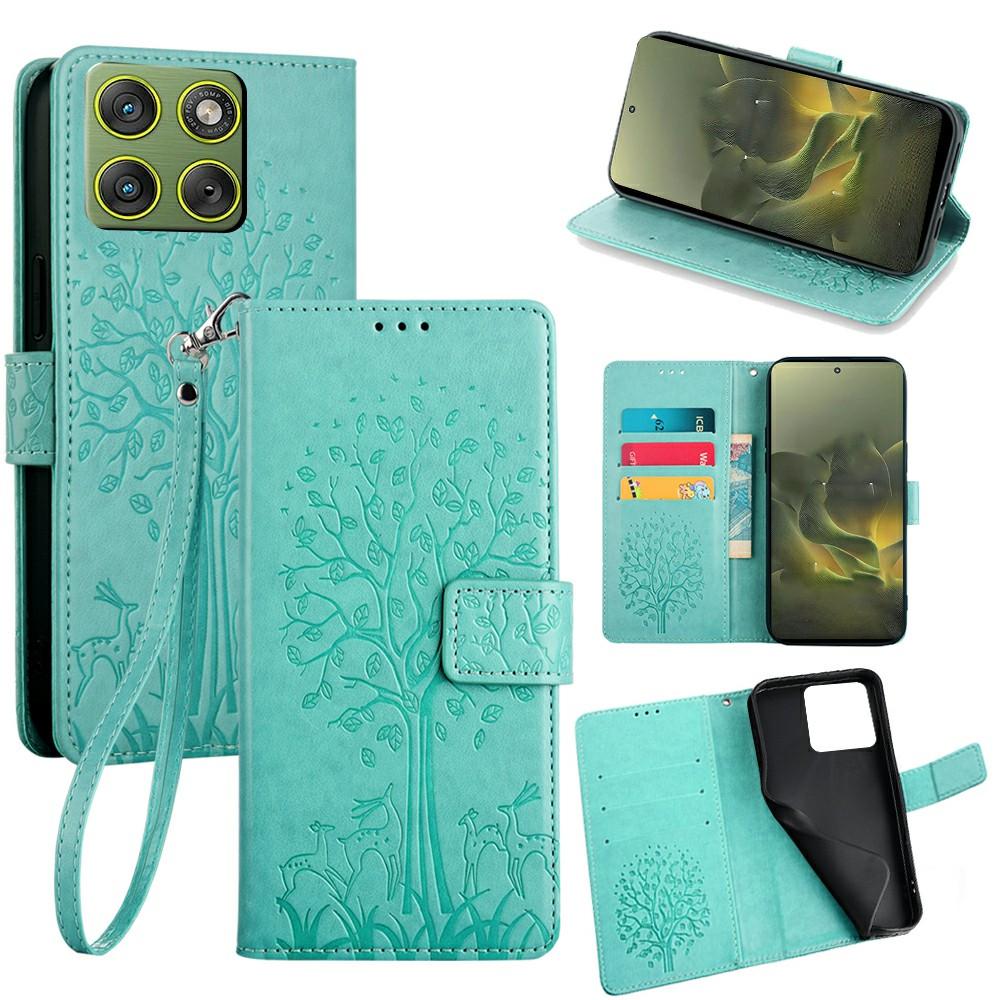For Motorola Edge 70 5G Case PU Leather Wallet Phone Cover Tree Deer Imprinted