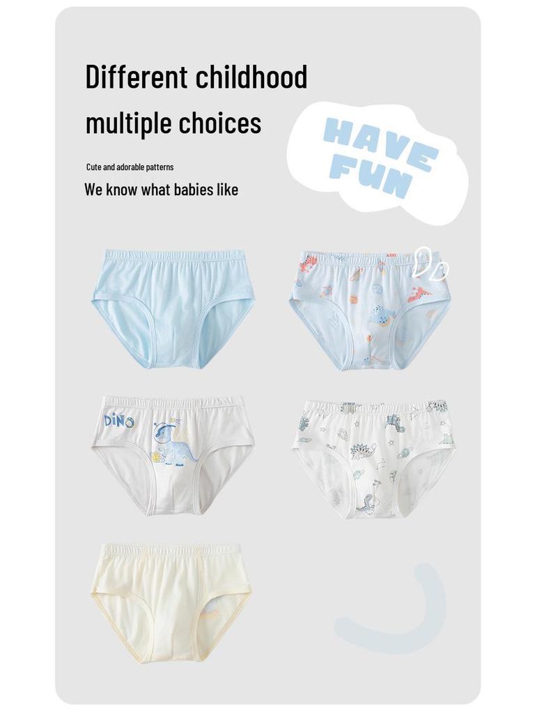 Autumn-Winter Boys' Cartoon Cotton-Modal Triangle Underwear Set