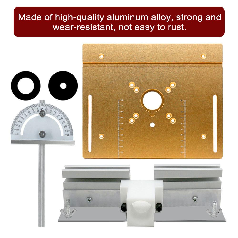 Set of 4 Router Table Insert Plate Aluminum Alloy Wood Milling Flip Board Trimming Machine Engraving Auxiliary Tool