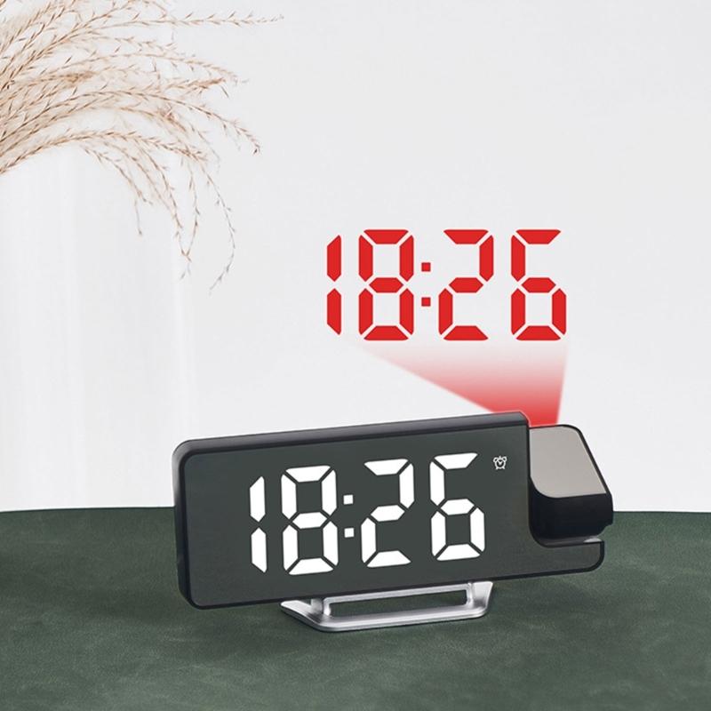 180° Rotation Digital Projections Alarm Clock Night Power-off Memory Table Clock 12H/24H Bedroom Electronic Clock