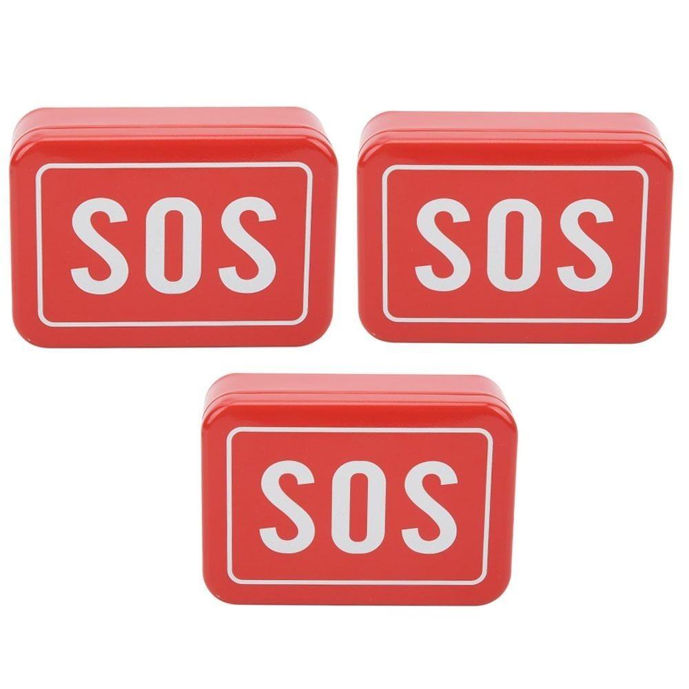 

3 Pcs Durable Iron Emergency Equipment Box Red Multifunctional SOS Lifesaving Toolbox Survival Storage Box Survival Gear Kits