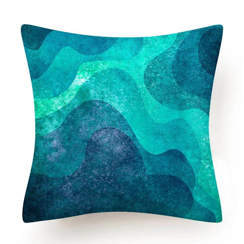 New Blue Green Geometry Print Cushion Cover Modern Nordic Simple Decorative Pillow Cover Livingroom Sofa Couch Throw Pillow