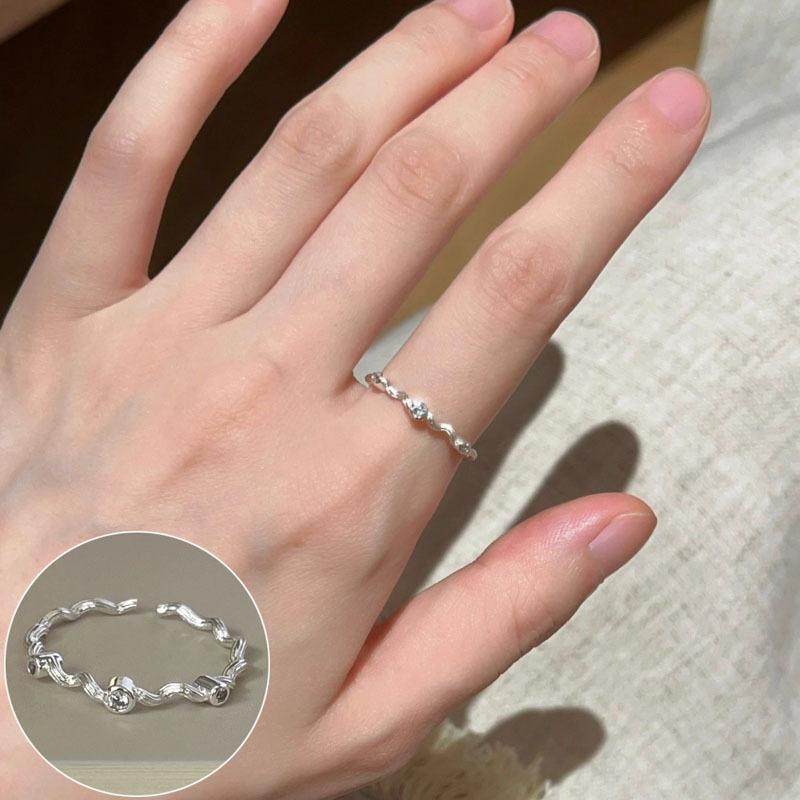 VENTFILLE 925 Sterling Rings for Women Fashion Geometric Handmade Irregular Line Ring Party Birthday Gift Dropshipping