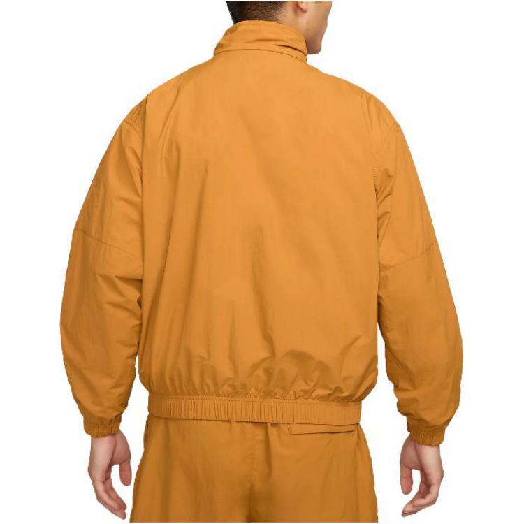 Nike Solid Color Logo Zip Pocket Stand Collar Jacket Men Jackets Ginger DQ5201-754