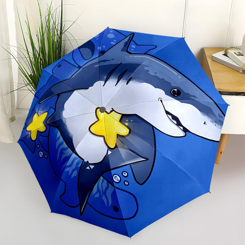 1pc Shark Starfish Fashionable Automatic Opening/Closing Folding Umbrella with 8 Bones, Windproof Portable, Daily Use293