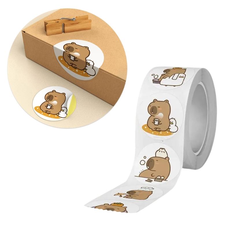 Round Sticker Animal Sticker Labels Decorative Sticker Capybara Reward Sticker Scrapbook Sticker Motivational Sticker