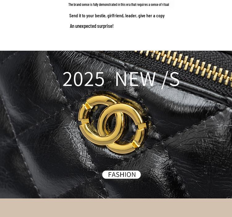 2025 Genuine Leather Diamond Lattice Crossbody Handbag - Small Fragrant Style