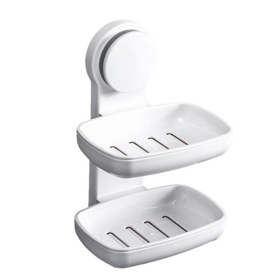 Wall Mounted Soap Dish for Shower Suction Cup Bar Soap Holder Self Draining Removable Sponge Holder for Bathroom Bathtub Kitchen Sink