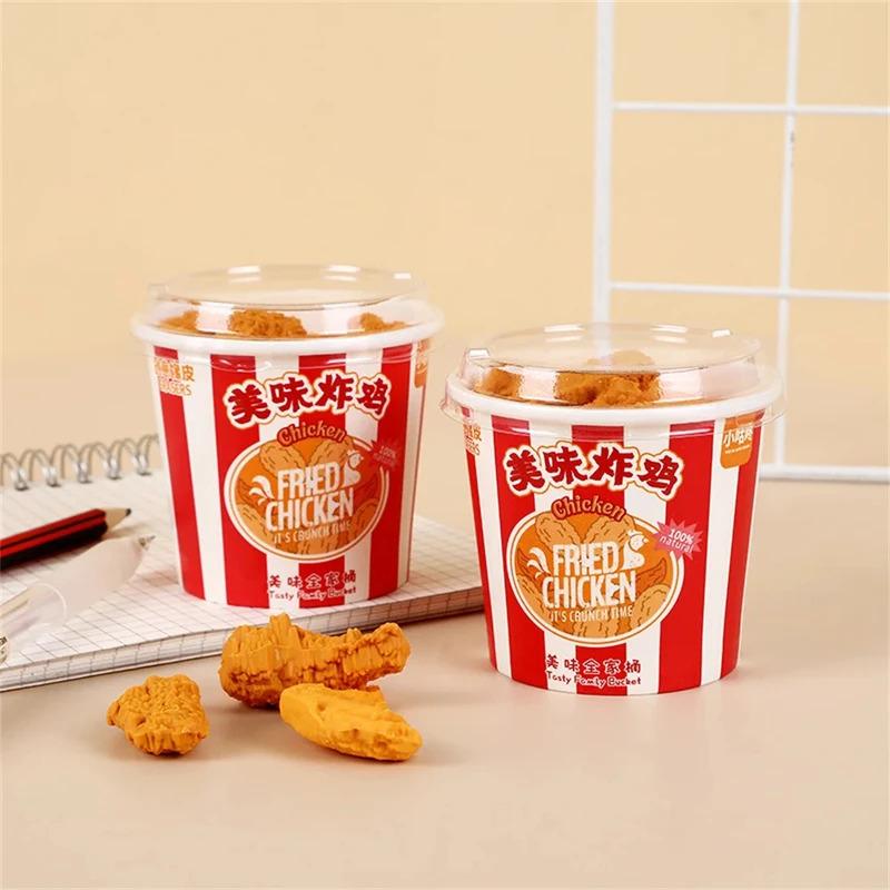 1 Bucket of Nine Creative Simulated Fried Chicken Bucket Eraser Set Drum Stick and Chicken Wing Eraser, Christmas Gift for Child