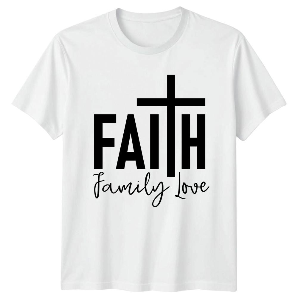 Faith Family Love TShirt Inspirational Quote Christian Gift For Him And Her S