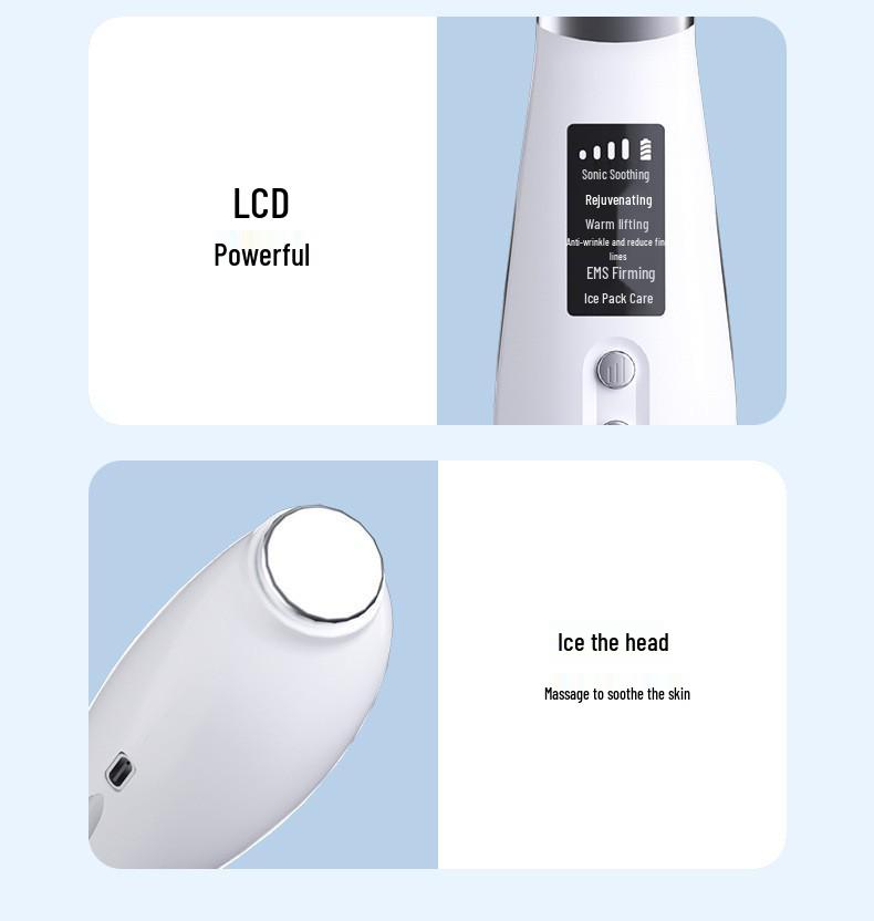 Ice Compress Neck & Facial Vibration Massager - Multi-Function Beauty Wrinkle Device