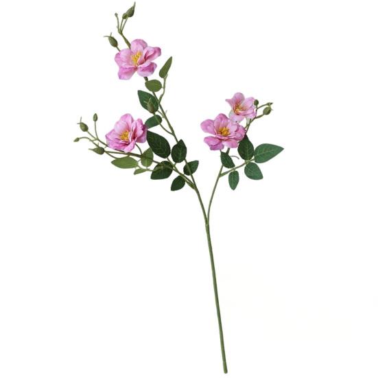 Artificial Chinese Rose Flower with Leaves UV Resistant Fake Silk Flower Wedding Party Table Centerpiece Indoor Outdoor Faux Bloom Decoration