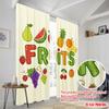 2pcs 2D Flat Printing Window Drapes Fruits Illustration Cartoon Design Polyester Fabric Without Electricity All Season Party &